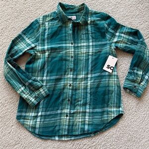 SO Kids' Green and White Plaid Button Down Shirt